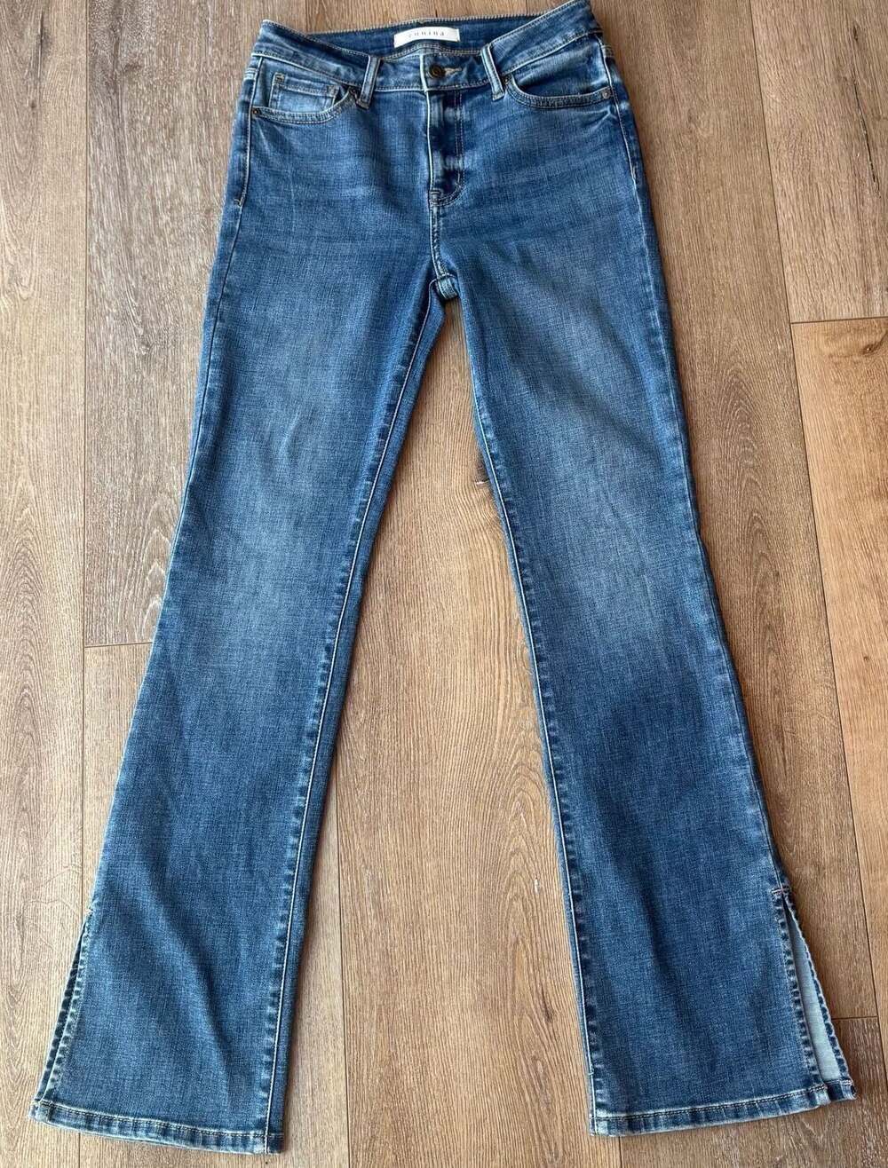 Eunina Imogen Mid Rise Bootcut Jeans  Fall women’s size 5/27 Split Hem NWOT